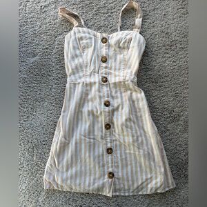 Abercrombie & Fitch Beige and White Striped Midi Dress